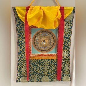 Genuine HandPainted Master Tanka Painting meditation wall hanging Silk Brocade